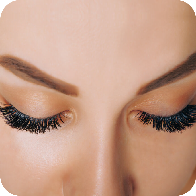 Woman with beautiful eyelashes after lift and tint